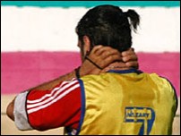 An Iranian footballer at training